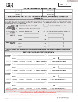 Contractor Signature Authorization Form