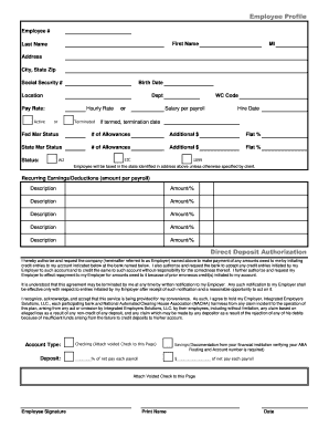 Employee Profile and Direct Deposit Authorization Form