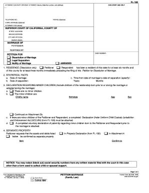 California Petition for Dissolution of Marriage