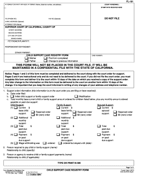 California Child Support Case Registry Form