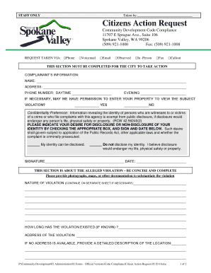 Citizen Action Request Form