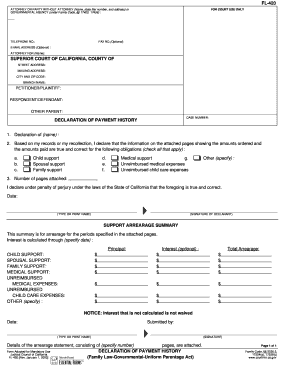 Declaration of Payment History