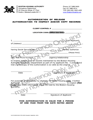 Authorization of Release Form