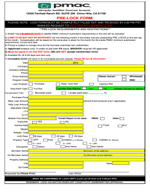 PMAC Pre-Lock Form