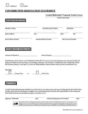Roth IRA Contribution Designation Statement