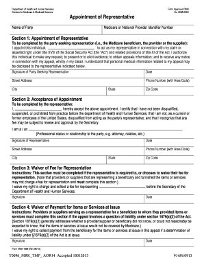 Appointment of Representative Form CMS-1696