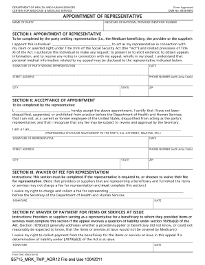 Medicare Appointment of Representative Form