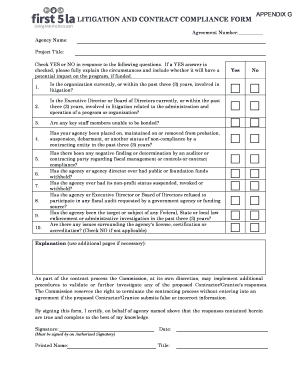 Litigation and Contract Compliance Form