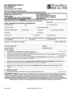 Medicare Part D Kalydeco Physician Fax Form