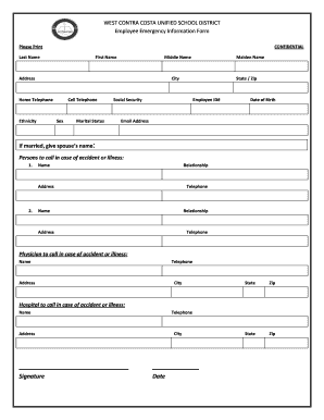 Employee Emergency Information Form