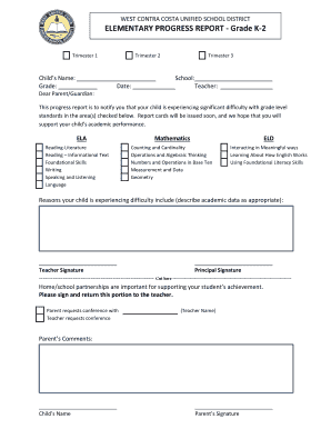 Elementary Progress Report