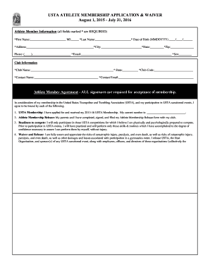USTA Athlete Membership Application & Waiver