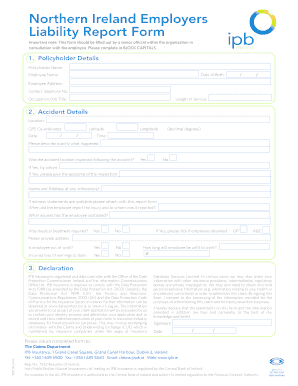 Northern Ireland Employers Liability Report Form