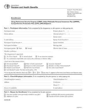 Clergy Retirement Security Program Enrollment Form