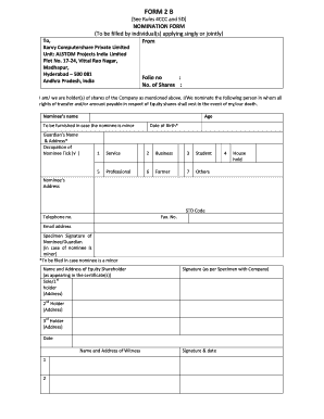 Nomination Form for Shareholders