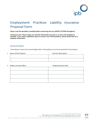 Employment Practices Liability Insurance Proposal Form