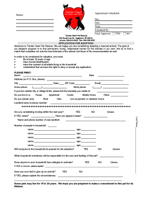 Pet Adoption Application Form