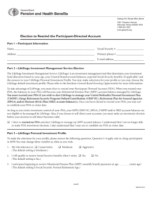 Election to Rescind Participant-Directed Account