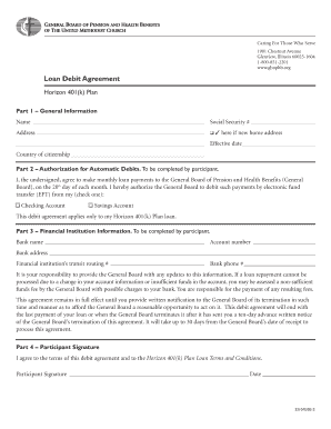 Horizon 401(k) Plan Loan Debit Agreement