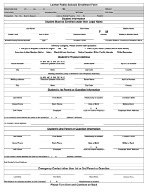 Lawton Public Schools Enrollment Form