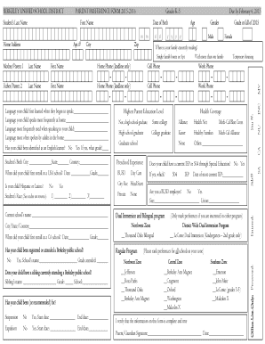 Berkeley Unified School District Parent Preference Form