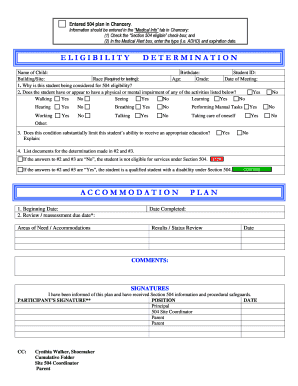 Section 504 Eligibility Determination Form