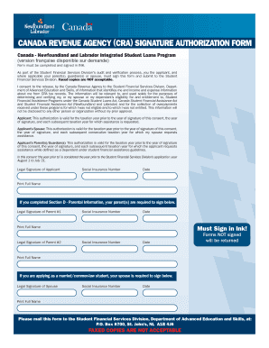 Canada Revenue Agency Signature Authorization Form