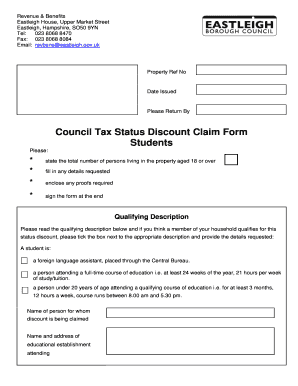 Council Tax Status Discount Claim Form