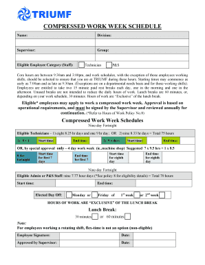Compressed Work Week Schedule Form