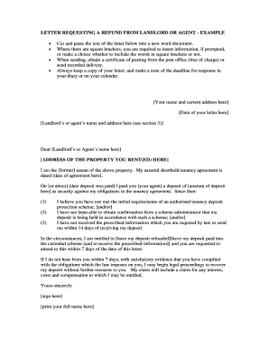 Letter Requesting Refund from Landlord