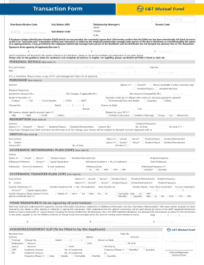 Mutual Fund Transaction Form