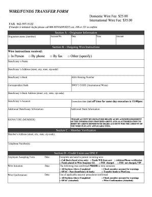 Domestic and International Wire Transfer Form