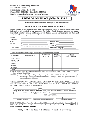 Proof of Insurance Form