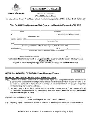 Permission to Skate Form