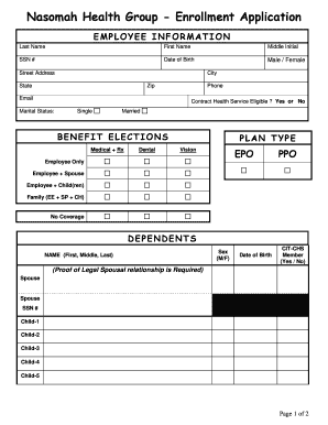 Nasomah Health Group Enrollment Application