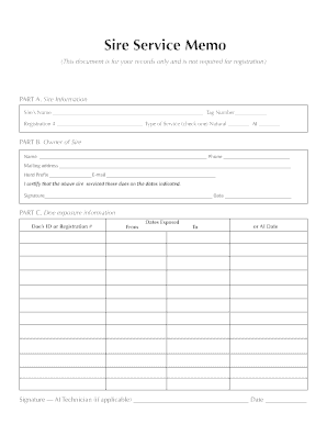 Sire Service Memo