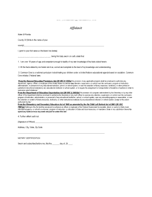 Florida Affidavit Against Common Core