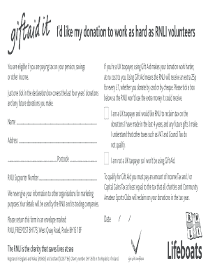 UK Gift Aid Declaration Form