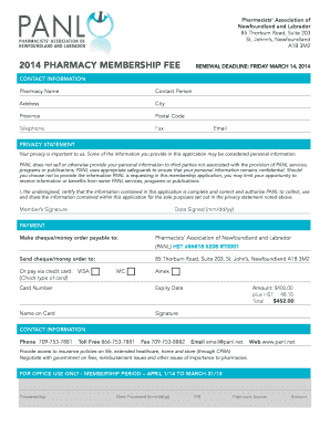 Pharmacists' Association Membership Renewal Form