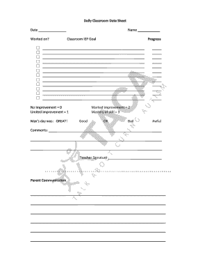 Daily Classroom Data Sheet