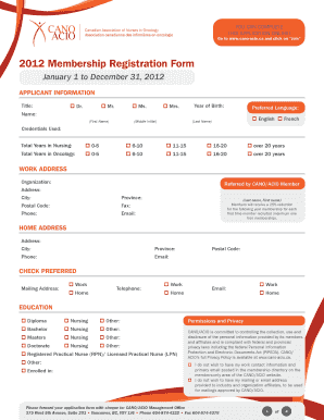 2012 CANO/ACIO Membership Registration Form
