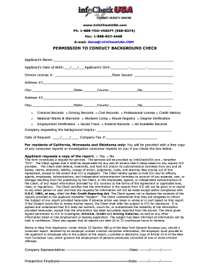 Background Check Permission Form
