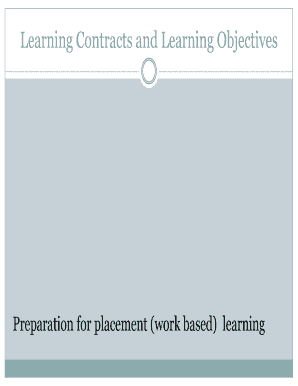 Learning Contracts and Objectives Form