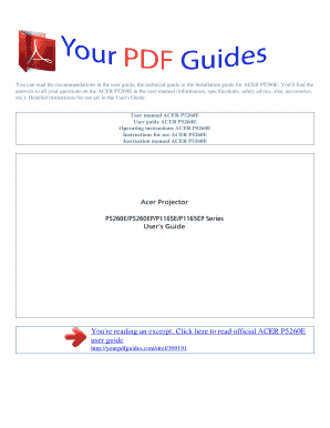 Operating instructions ACER P5260E User manual ACER P5260E