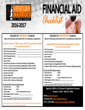 FAFSA Application Checklist