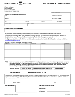 Application for Transfer Credit