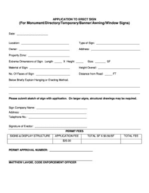 Application to Erect Sign