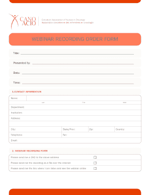 Webinar Recording Order Form