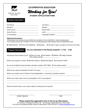 Student Co-op Application Form