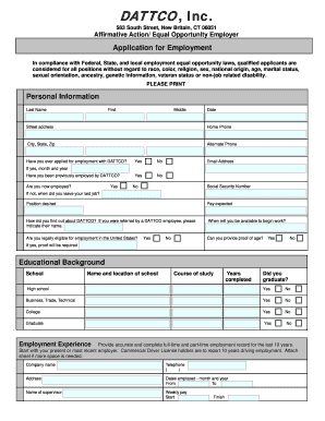 DATTCO Employment Application Form